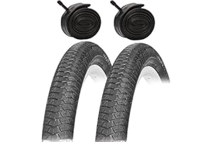 JL-WENTI 2 Cubiertas 20x2.25 BMX Freestyle Negras + 2 cámaras AV (Válvula Moto)