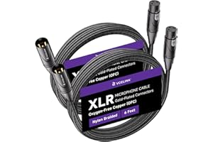VCELINK XLR Cables 6 Feet 2 Packs, Male to Female XLR Microphone Cable, Gold-Plated 3-Pins Balanced Shieled Speaker Cable, AL & OFC Dual Shielded Balanced Mic Cord