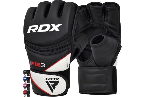 RDX MMA Gants d'entraînement, Maya Hide Cuir, Mitaines Boxe Grappling Sparring, Ventilé Ouvert Paume, Protection Poignet Main, Kickboxing, Muay Thaï, Arts Martiaux Combat Gloves, Homme Femme