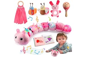 Toyzey Jouet Bébé 0-6 Mois Jouet Peluche Chenille Musicale Cadeau de Naissance 0-6 Mois Bébé Fille Jouet Sensoriels Montessori Éveil 0-12 Mois Jeux Bebe 0-6 Mois Cadeau Bebe 0-12 Mois Fille