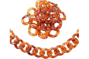 Airssory 140 Pcs Two Tone Acrylic Plastic Linking Chain Rings Curb Chains Making Imitated Gemstone Twist Quick Link Connectors for Earring Necklace Jewellery DIY Craft Making - 40~41mm