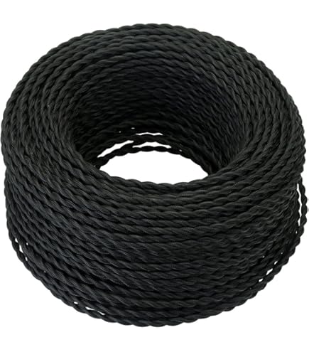Cavo Elettrico Tessile Vintage 10m - 2x0.75mm² Nero Per Lampadari E Lampade Sospese - Foto 11