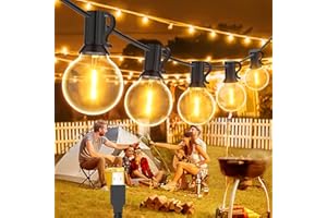 IKERY USB Garden String Light, 7.6M/25FT Warm White 12 COB Globe Bulbs IP65 Waterproof Festive Lights Outdoor, Indoor Outdoor String Lights for Gazebo, Christmas, Backyard, Party, Patio Decor