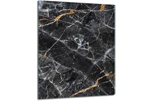 TMK ArtDeko - Piastra di copertura per piano cottura elettrico a induzione, in vetro, 40 x 52 cm, protezione paraschizzi, tagliere decorativo, colore marmo nero