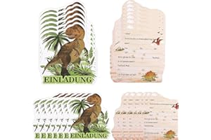Aszaui 24 Biglietti Biglietto d'invito ai dinosauri,Biglietto d'invito,Invito di Compleanno per Bambini,Biglietti di Invito alla Festa dei Dinosauri per Bambini e Bambine.