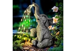 YATOSEEN Estatuas de Elefante con Luces Solares con Efecto de Riego, Adornos de Jardín, Figuras de Elefante al Aire Libre Decoraciones, Inauguración de la Casa para Patio, Césped, Porche, Balcón