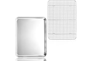 Herogo Teglia da forno con griglia di raffreddamento, grande, 40,5 x 30,4 cm, in acciaio inox, versatile