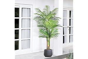 ‎KEEPLUSH Keeplush Artificial Golden Palm Tree, 180 cm, Artificial Plants, Large Like Real, UV-Resistant Artificial Tree, Large, Artificial Palm Tree for Home, Living Room, Bedroom, Office, Balcony, Garden