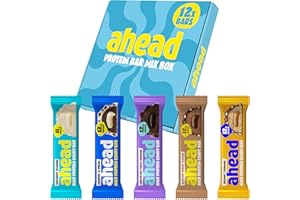 ‎AHEAD ahead Protein Riegel | Mix Box | 12 x 45g Extra softer Protein Riegel mit cremigem Kern | Low Carb Eiweißriegel ohne Zuckerzusatz & ohne Palmöl