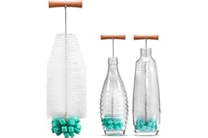 ‎VINLLEY vinlley Die 35 cm Bürste mit Ergonomischem Griff, Weißen Borsten & Grünem Schwamm – ideal für Sodastream-Glas- und Duo-Kunststoffflaschen. Reinigt kraftvoll, ohne Beschädigungen.