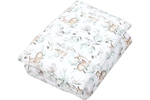 TupTam Juego de Edredón Infantil con Dibujos para Toda la Temporada Nórdica Almohada Plana 2pcs., Liebres/Ciervos/Hojas, 135x100 cm