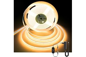 AXMOTUT Striscia LED COB 10 metri 24V, Striscia LED Bianco caldo 2700K, 320LEDs/m, Larghezza 8mm, CRI90+, con Alimentatore, LED Striscia per Cucina, Soggiorno, Feste, Bar