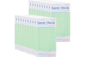 Stock Your Home Guest Check Book (20 Books) 3.5" x 6.75" Server Notepads and Waitress Order Pads - 50 Checks Per Book for Total 1,000 Guest Checks