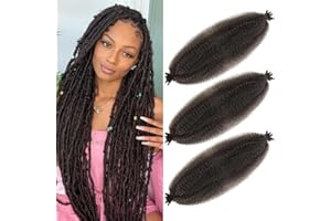 XIIMENALU Springy Afro Twist Hair Locks Crochet Braids Meches Bouclees Pour Tresses Cheveux Pré-Séparés Afro Kinky Curly Marley Braiding Hair Extensions (4#, 30inch（3/pack))