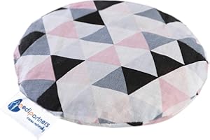 Medi Partners Cherry Stone Cushion Heat Pillow for Babies 180g Round 15cm Eco Natural 100% Cotton Heat and Cold Therapy Massage Therapy (Pink Triangles)