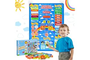 Taika 47Pcs 25.5x19 inch All about Today Chart, My Daily Calendar, Calendar for Kids, Calendar & Weather Felt Chart, Classroom Monthly Chart, Fun Educational Tool Toy, Autism Learning Materials