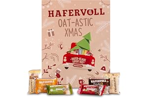 ‎HAFERVOLL Hafervoll Bio-Snack Adventskalender 2025, Weihnachtskalender mit 24 Türchen, leckere classic Flapjack Haferriegel, Porridge2Go Müsliriegel & zwei Überraschungen, ohne Zusatzstoffe, Süße Geschenkidee