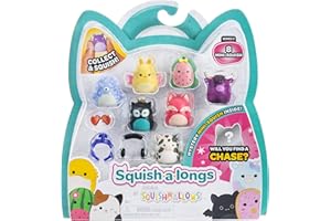Squish-a-longs 8 Pack (STYLE 4- W2) - (8) 1” Mini-Squish with (2) Accessories, (1) Ring, and a Collector’s Guide - Collect, Trade, & Play
