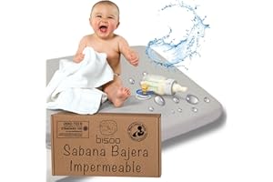 Bisoo Sábanas Mágicas maxicuna 140 x 70. Bajera de algodón Jersey Impermeable y Transpirable. Ahórrate Comprar el Protector de Cuna 70x140 aparte. Bordes generosos para Ajuste fácil (Gris 140x70)