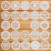 32 Pochoirs Mandala Fleur MWOOT - Stencils DIY Peinture Sur Mur Roche Tissu - 12x12cm Réutilisables