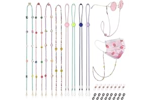 Hifot Pasek do okularów dziecięcych, 8 sztuk, regulowane paski do okularów, pasek do maski z klipsem, sportowy sznurek do okularów, dla dziewcząt i chłopców, okulary przeciwsłoneczne do czytania,