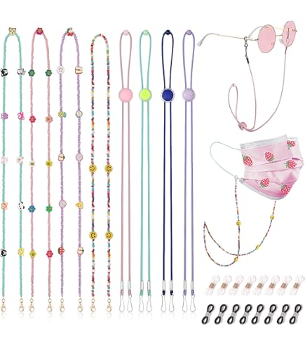 Lacci Occhiali Bambini 5 Pezzi - Catenine Regolabili Con Perline Colorate Per Sport E Lettura - Foto 3