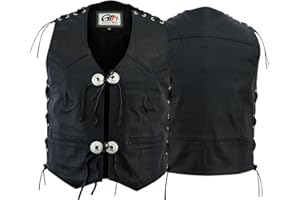 German Wear Leder Motorrad Kutte Conchoweste Bikerweste Motorradweste Weste schwarz