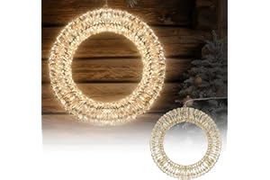 ECD Germany Corona Metálica De Luces Ø58cm 960 microLEDs Blanco Cálido Colgante Puerta Guirnalda con Temporizador IP44 Resistente Al Agua Interior/Exterior Alimentada Iluminación Decoración Navideña