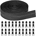 AQBAH Zipper Roll 5 Meter with 25 Zip Puller (Kunda) for Tailoring/Stitching/Sewing/Craft/Fashion Designing (5 Meter) (Black)