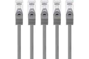 1ATTACK.DE 1m - gray - 5 pieces CAT.7 network cable Sftp (raw cable) patch cable (SET) 10000Mbit/s - 500 MHz assembled with 2 RJ45 plugs Cat6a