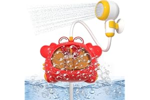 BURMONG Badewannenspielzeug, Krabbe Badespielzeug Bubble mit Musik, Duschkopf, Badespielzeug Baby ab 1 2 3 4 Jahr, Geschenke fur Jungen und Madchen (Rot)