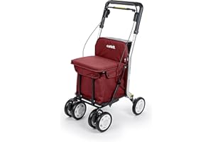 Carlett - Lett800 Comfort Move | Carrello spesa| Carrello 4 Ruote Pieghevole | Prodotto medico approvato di classe I | Borsa rimovibile 29 l/15 kg | Carrello Sedia| Vassoio Porta Oggetti | Rosso