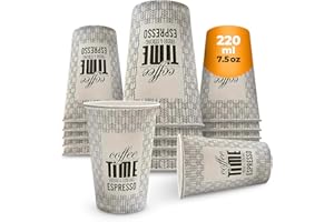 Weemex 200 Vasos desechables de café | Vasos para llevar | Vasos de papel para fiestas o eventos de 220 ml 7,5 Onzas SIN TAPAS | Vasos para Té | Vasos para bebidas calientes y frías (200)
