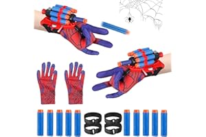 JLTXKST Lot de 2 Gant de Lanceur Spiderman,Gant de Cosplay en Plastique,Jouets de Poignet Lanceur de héros,Gants Spider Hero pour Enfants, Jouets éducatifs pour Enfants,pour la fête de Cosplay.