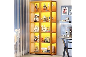 ‎SCRIBORA 5-stöckige Vitrine Stehend, Curio-SchräNke, Bücherschrank mit Türen, Transparente Acryltüren,Sammlervitrine für Wohnzimmer, Büro, Bücher, Spielzimmer, Schwarz (80 x 32 x 165cm) (Braune DoppeltÃür)