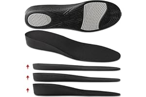 Ailaka Height Increase Insoles for Men Women - 1 Pair PU Shoe Lifts Inserts Elastic Shock Absorbing Sports Thick Shoe Insoles Height Increase, Elevator Inserts for Men Women