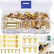 Tasselli Con Gancio Oro 4x20 Mm - 10 Pezzi Per Quadri, Cornici E Specchi, In Nylon E Acciaio - Foto 2