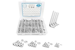 NOLDAR | Surtido de tornillos allen con cabeza cilindrica, tuercas hexagonales y arandelas. Kit tornilleria de acero inoxidable de 1160 piezas. Métrico M2 M3 M4 M5 Longitudes desde 8mm hasta 20mm