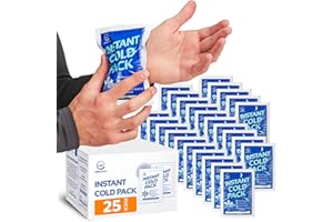 ALLSETT HEALTH Instant Ice Pack (15 x 11.5 cm)- 25 Pack Disposable Instant Ice Packs for Injuries | Cold Compress Ice Pack for Pain Relief, Swelling, First Aid, Toothache, Perineal Ice Packs for Postpartum