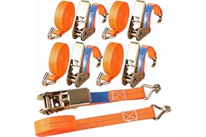 Lifemaison 4 Set Spanngurt mit Ratsche und J Haken,800 kg Zurrgurt Ratschengurt 5 mX25 mm,Frachtgurte für Umgang mit Geräten, Sperrigen Gegenständen,Enorm Robuste Zurrgurte Geeignet für Feste Ladung
