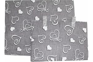 Russo Tessuti Copriforno + Coprifornello Piano Cottura Cucina Parigi Love Shabby Cuori Strass-Grigio
