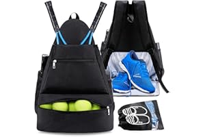 ‎VICTOP Victop Tennisrucksack mit Schuhfach Tennistasche für Damen und Herren Große Schlägertaschen Sporttasche Hält 2 Schläger für Tennisschläger Badmintonschläger Pickleball Paddel Squashschläger
