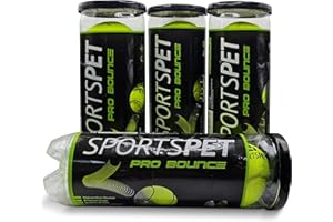 SPORTSPET Tennis Balls for Dogs - Extra Bouncy - Non Toxic - Durable - Long Lasting - Floats (Tennis Balls Pro Bounce (12 Pack)) (63.6mm)