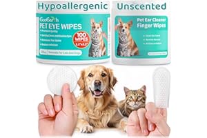 EcoEarth Premium 100 Pcs Eye Wipes & 50 Pcs Ear Cleaner Wipes for Dogs & Cats - Pet Eyes & Ear Cleaning Finger Pads - Pre-Soaked & Disposable Wipes for Tear Stains, Wax & Dirt Removal
