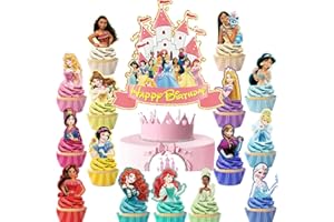 Soanwind 31 Pcs Cake Toppers for Girls, Princess Cake Decorations, Princess Cupcake Toppers, Princess Birthday Party Decorations Supplies
