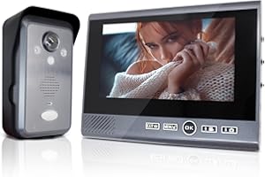 ANJIELO SMART Interphone vidéo sans fil avec caméra HD, écran de 7'', support d'alarme de détection de mouvement Noir/Argenté