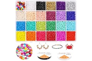 Prettme 4800pcs 4mm Glass Seed Beads for Bracelet Making,Multicolored Small Craft Beads for Jewellery Making and DIY Bracelets Necklaces Earrings Crafting