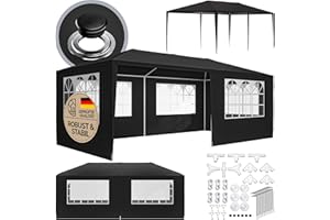 CASARIA® Pavillon 3x6m UV-Schutz 18m² Dachösen Wasserabweisend 6 Seitenteile Stabil Festival Festzelt Partyzelt Fenster Gartenzelt Anthrazit