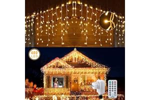 LooHome LED Lichtervorhang Warmweiß 400 Leds Lichterkette 10M mit Fernbedienung Deko 8 Modi IP65 Wasserdicht für Weihnachten Balkon Hochzeit (LED Lichtervorhang)…