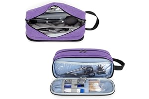 Trunab Funda de Transporte para Estetoscopio Compatible con 3M Littmann/MDF/ADC, Sostiene dos Estetoscopios o Puños BP, Funda Médica con Bolsillo Extra para Accesorios de Enfermera, Médicos, Morado
